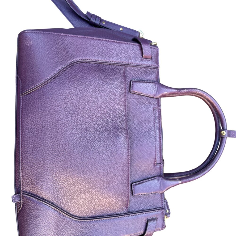 Tumi Women's Purple Leather Laptop Briefcase | Gold Hardware - Picture 9 of 13